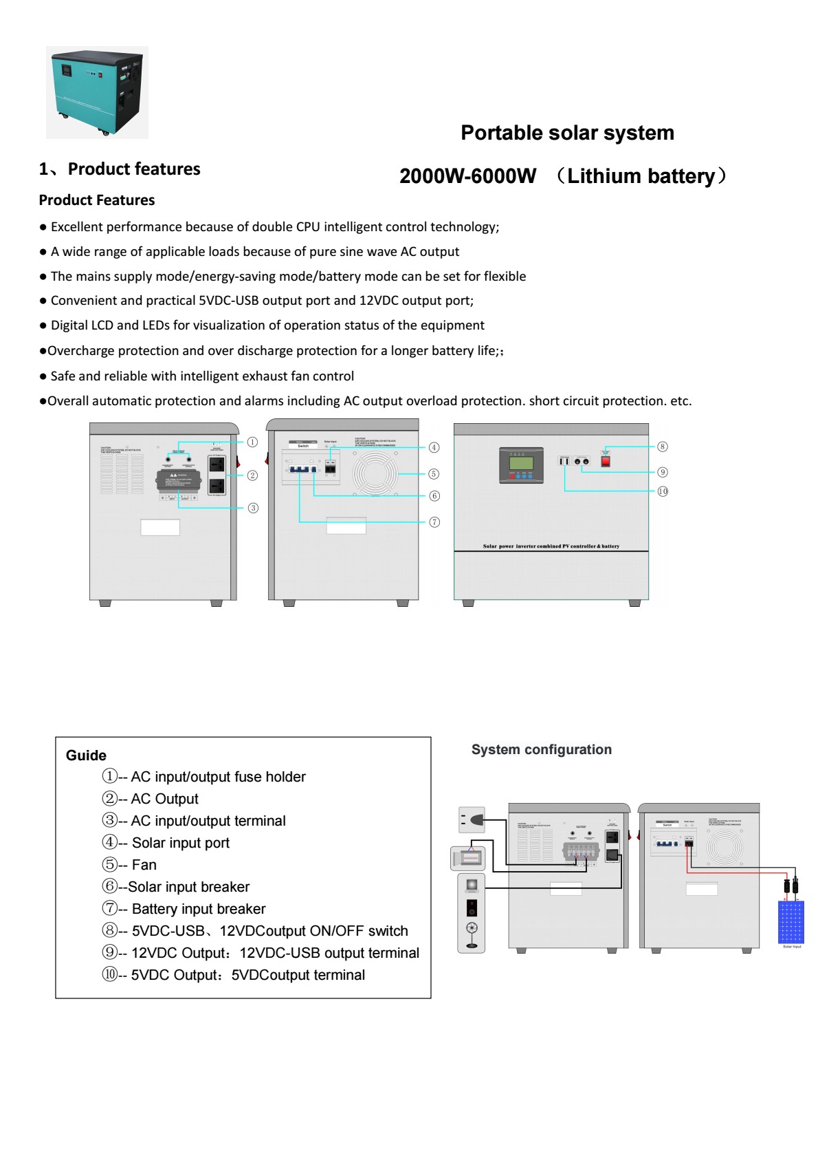 All in one solar power generator